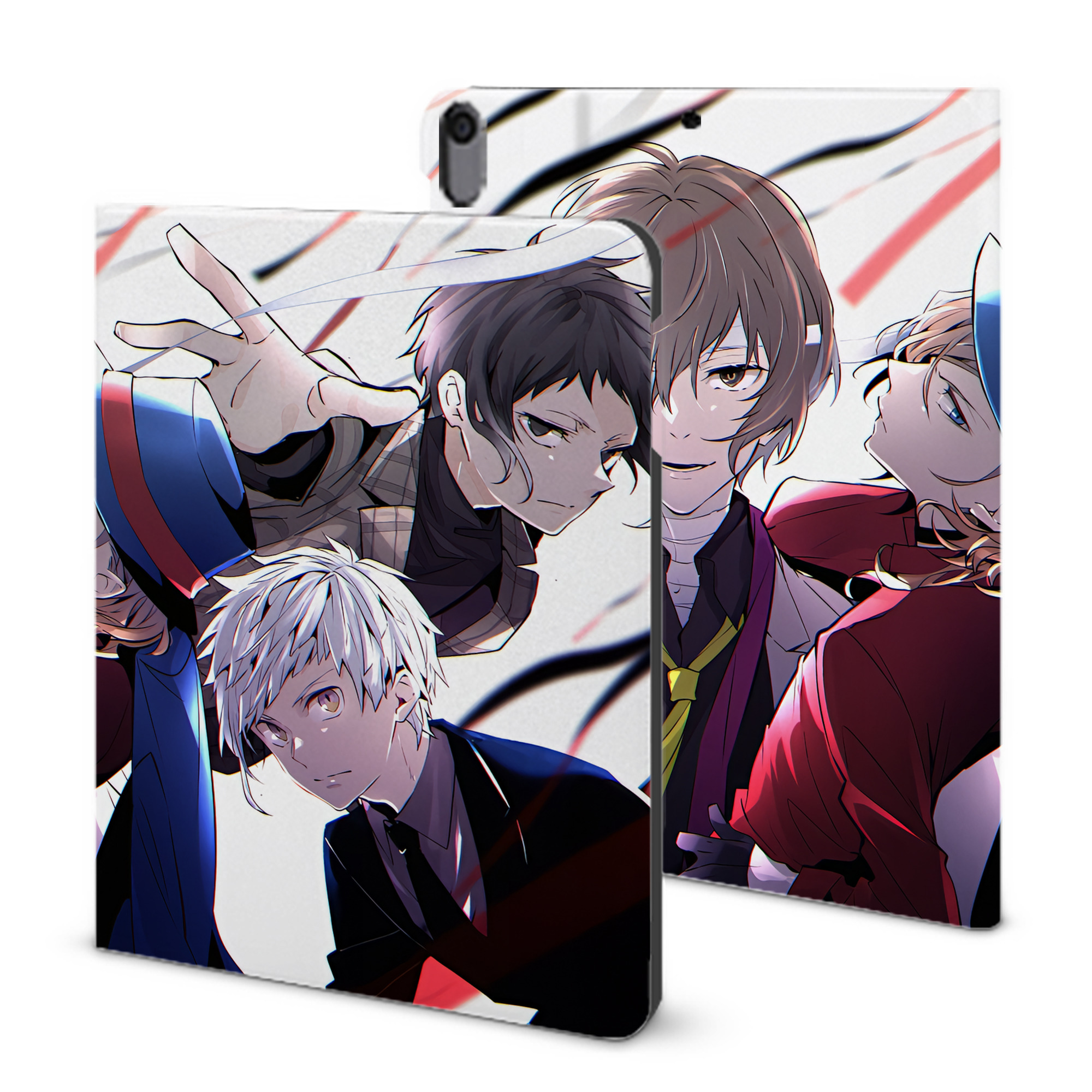 （画像用） 文豪ストレイドッグス Bungo Stray Dogs IPad ケース ブック型 PUレザー TPU 耐衝撃 軽量 薄型 ペン収納なし 全面保護 IPad 各モデル対応